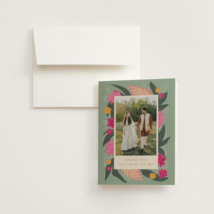 "Phool Bahar" - Wedding Thank You Cards in Patta by Creo Study - Front