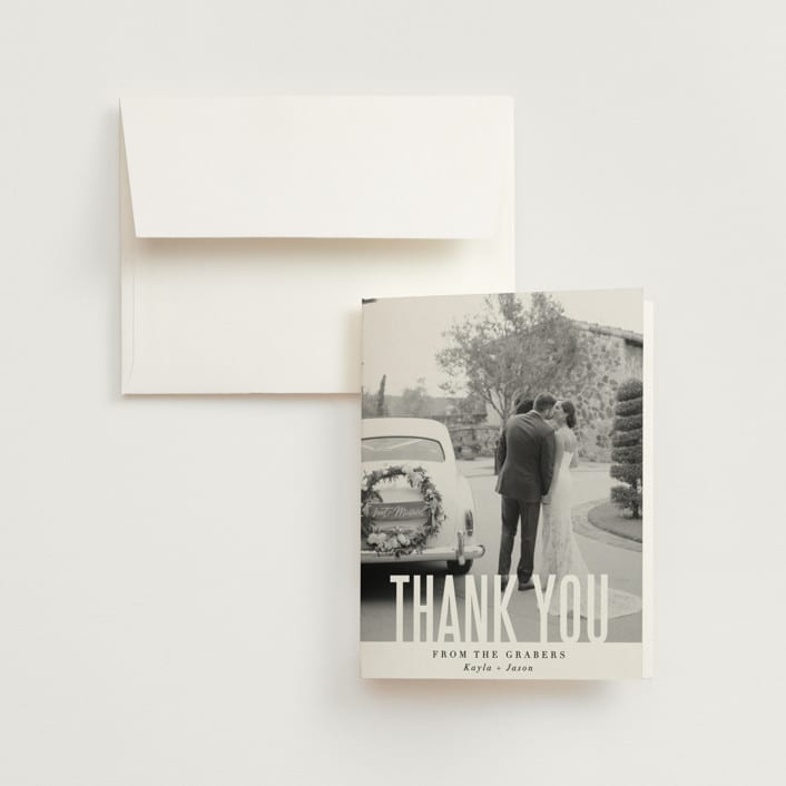 "Monumental" - Wedding Thank You Cards in Cotton by Jessie Steury - Front