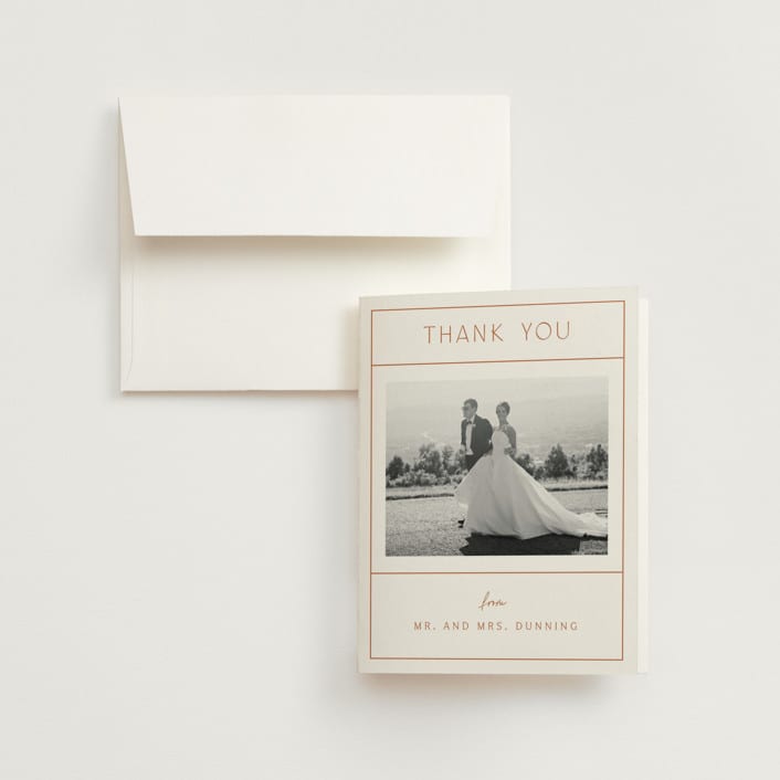 "Modern Ticket" - Wedding Thank You Cards in Rust by Alethea and Ruth - Front