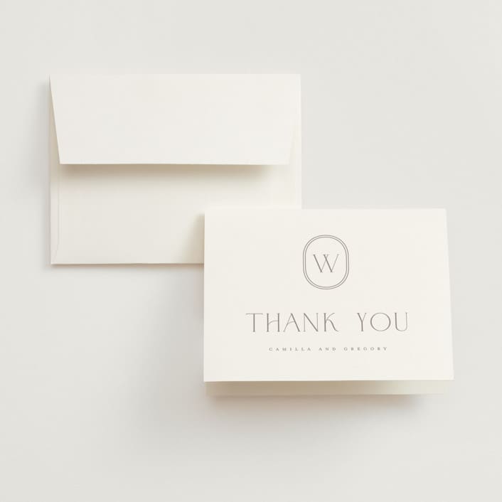 "The Hudson" - Wedding Thank You Cards in Latte by Kristie Kern - Front