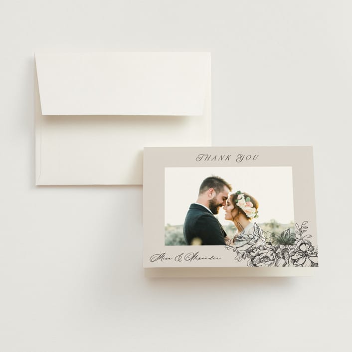 "etched floral" - Wedding Thank You Cards in Stone by Phrosné Barwood - Front