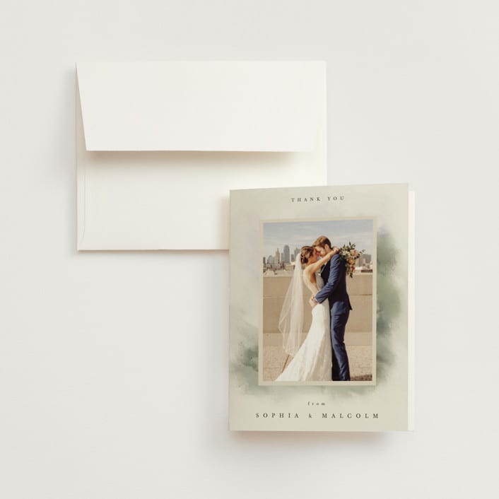 "Hillside" - Wedding Thank You Cards in Moss by Hannah Williams - Front