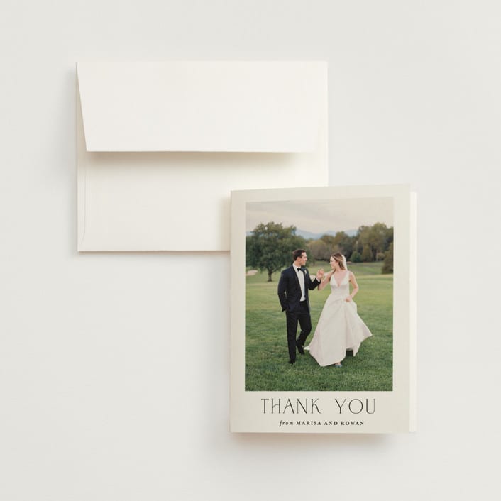 "Classic Chic" - Wedding Thank You Cards in Pearl by Shirley Lin Schneider - Front