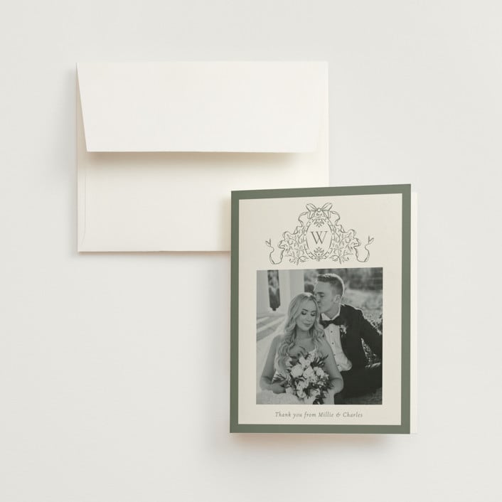"Ornate sketched frame" - Wedding Thank You Cards in Forest by Jackie Crawford - Front