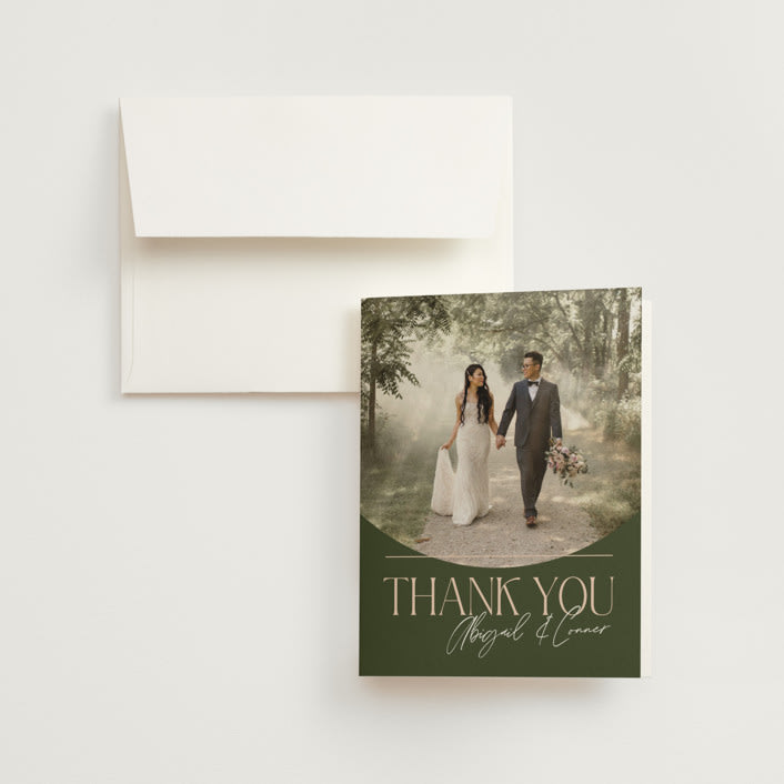 "Martini" - Wedding Thank You Cards in Olive by Pixel and Hank - Front