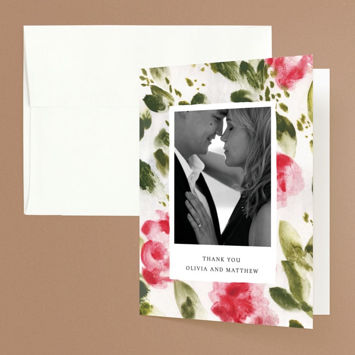 "Wild Roses" - Wedding Thank You Cards in Bush by Sumak Studio - Front