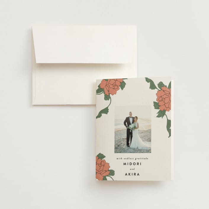 "Kota" - Wedding Thank You Cards in Onyx by Nazia Hyder - Front