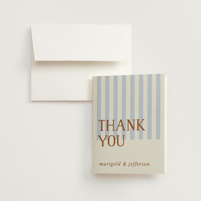 "stripes" - Wedding Thank You Cards in Wave by Kelly Watkins - Front