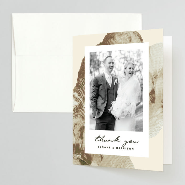 "Organic Elegance" - Wedding Thank You Cards in Sand by Carrie Moradi - Front