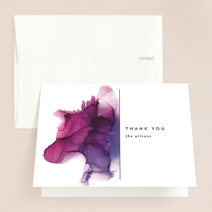 "saturated" - Wedding Thank You Cards in Plum by Erin Deegan - Front