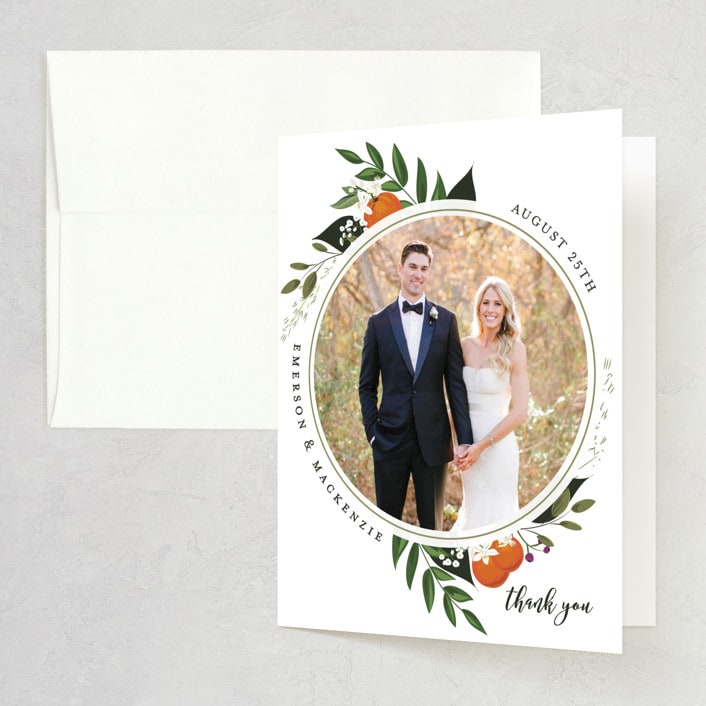 "Orange Blossoms" - Wedding Thank You Cards in Pearl by Susan Moyal - Front
