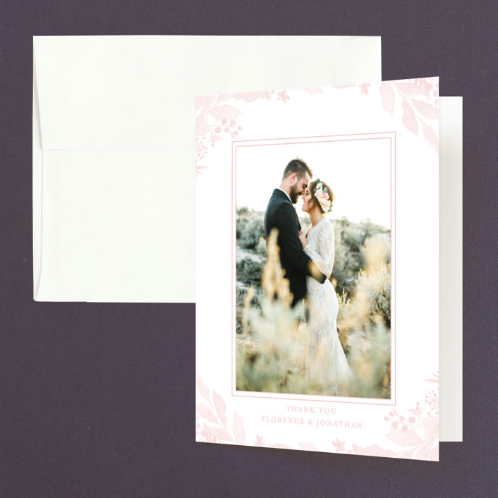 "Summer Bliss" - Wedding Thank You Cards in Blush by Grace Kreinbrink - Front