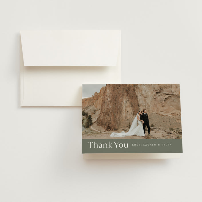 "Modern Bookmark" - Wedding Thank You Cards in Cactus by Jill Means - Front