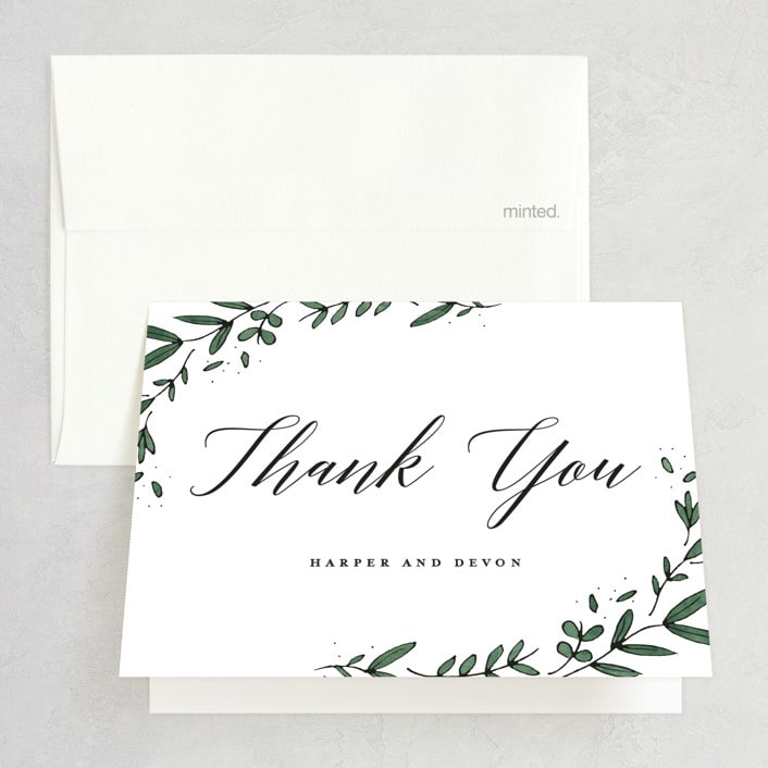 "Floral Wreath" - Wedding Thank You Cards in Fresh by Kelly Schmidt - Front