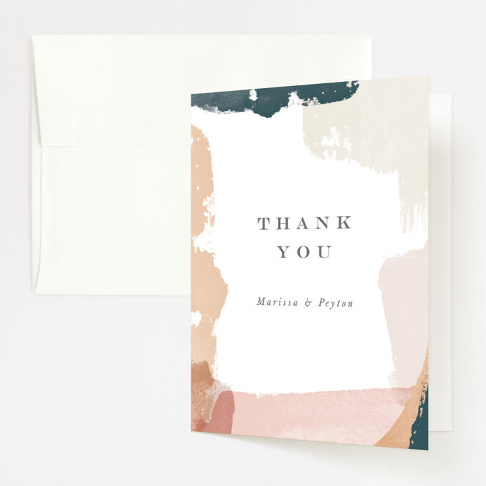 "Overlapping" - Wedding Thank You Cards in Blush by Jennifer Wick - Front
