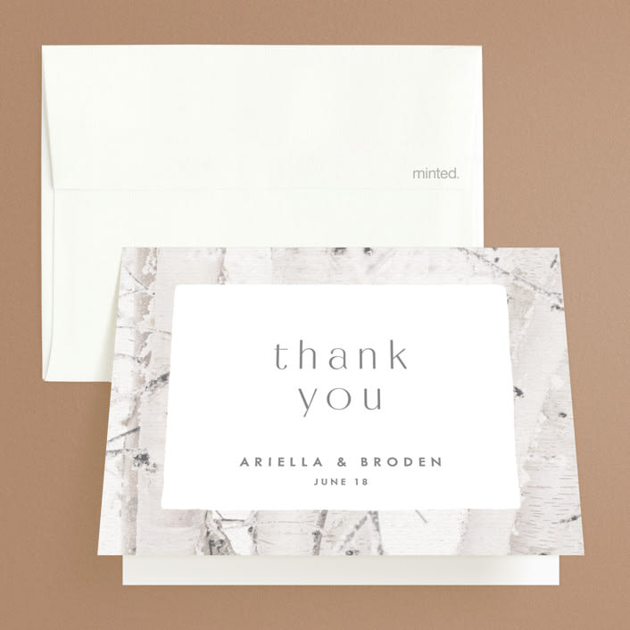 "Winter Birch" - Wedding Thank You Cards in Natural by Melanie Severin - Front