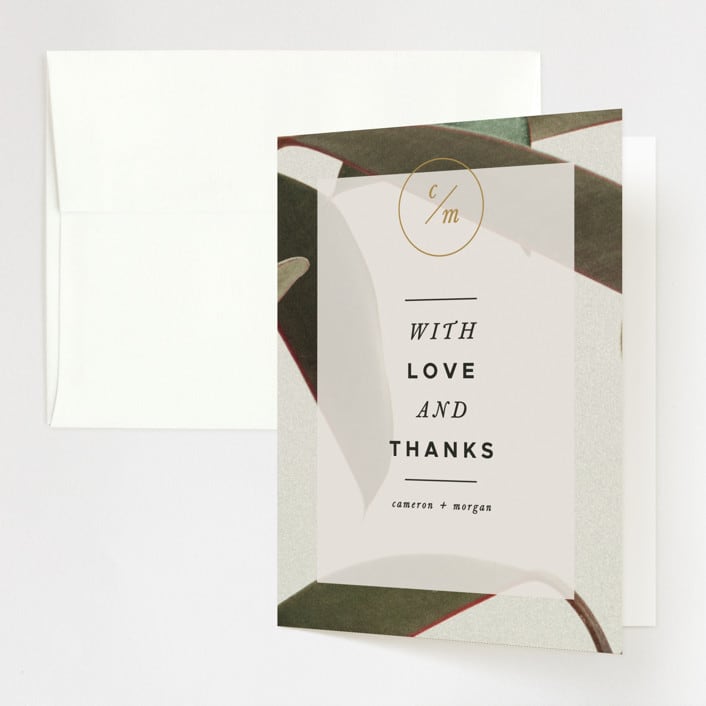 "Powder Room Florals" - Wedding Thank You Cards in Cream by Ariel Rutland - Front