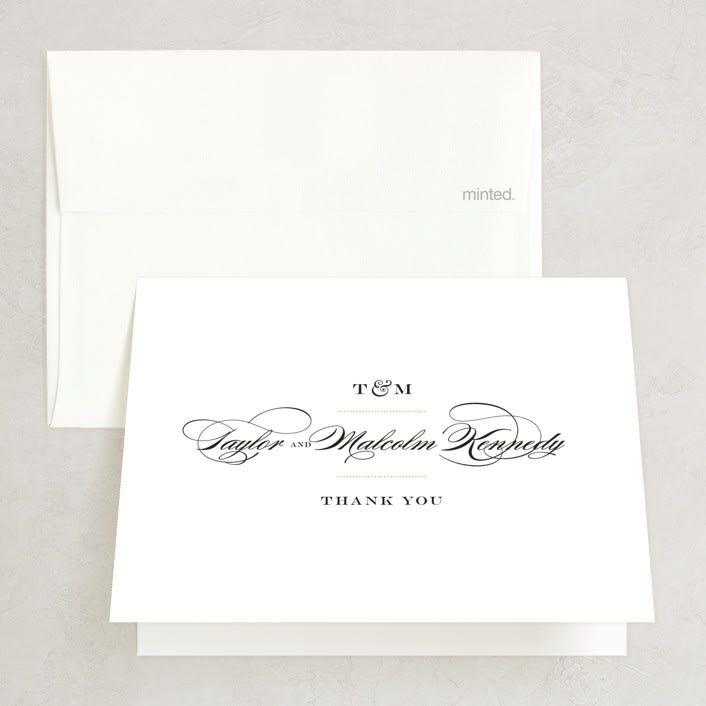 "Charming Go Lightly" - Wedding Thank You Cards in Crisp Black by danielleb - Front