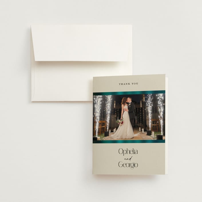 "Spectrum" - Wedding Thank You Cards in Teal by Heather Schertzer - Front