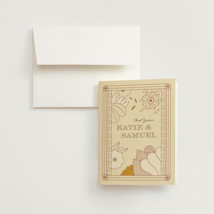 "Nouveau Love" - Wedding Thank You Cards in Umber by Morgan Ramberg - Front
