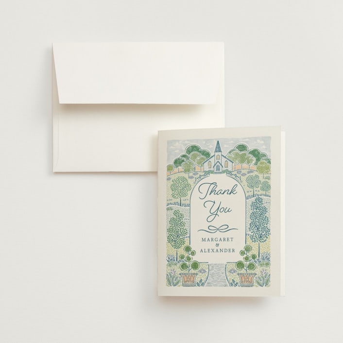 "Going to the Chapel" - Wedding Thank You Cards in Meadow by Paper Sun Studio - Front