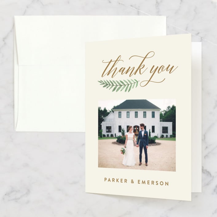 "Painted Ferns" - Wedding Thank You Cards in Cream by Amy Kross - Front