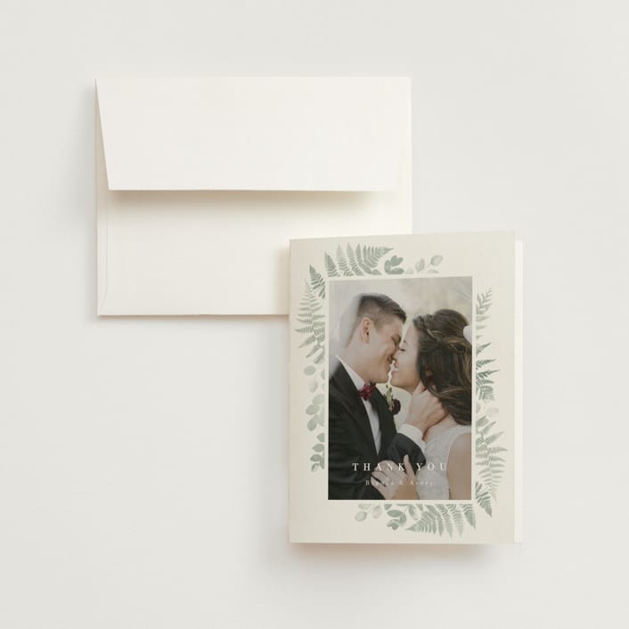 "Gilded Woodland" - Wedding Thank You Cards in Fern by Kristie Kern - Front