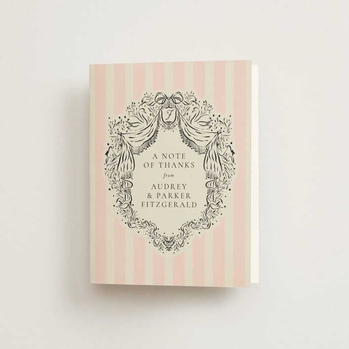 "Hand Illustrated Crest" - Wedding Thank You Cards in Peony by Jackie Crawford - Front