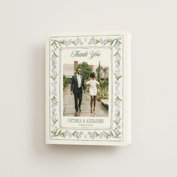 "Vintage Sketched" - Wedding Thank You Cards in Wisteria by Jenna Holcomb - Front