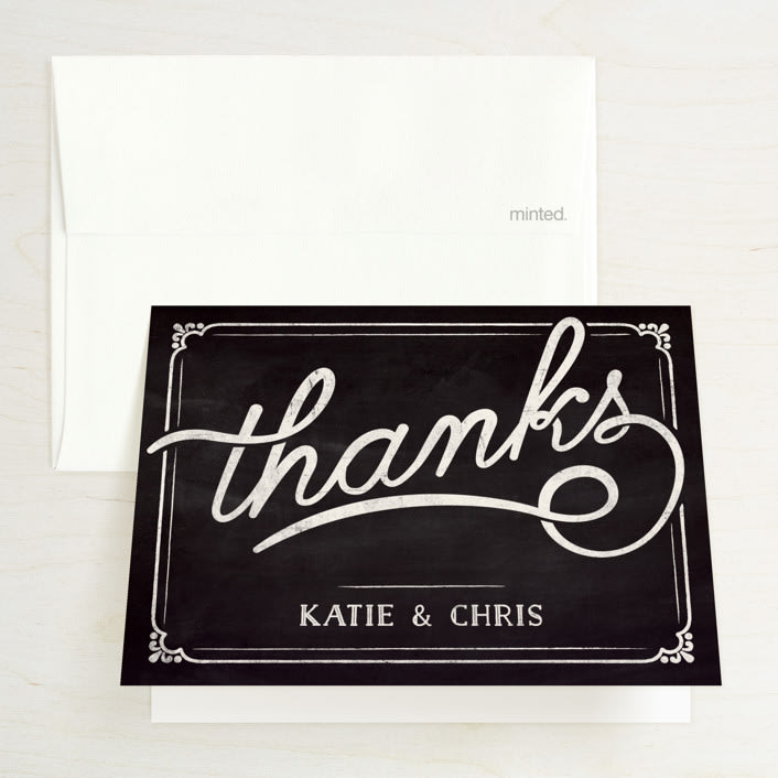 "Slated Forever" - Wedding Thank You Cards in Chalkboard by GeekInk Design - Front