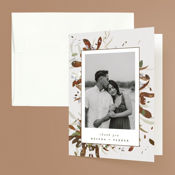 "Fall Flurry" - Wedding Thank You Cards in Fall by Grace Kreinbrink - Front