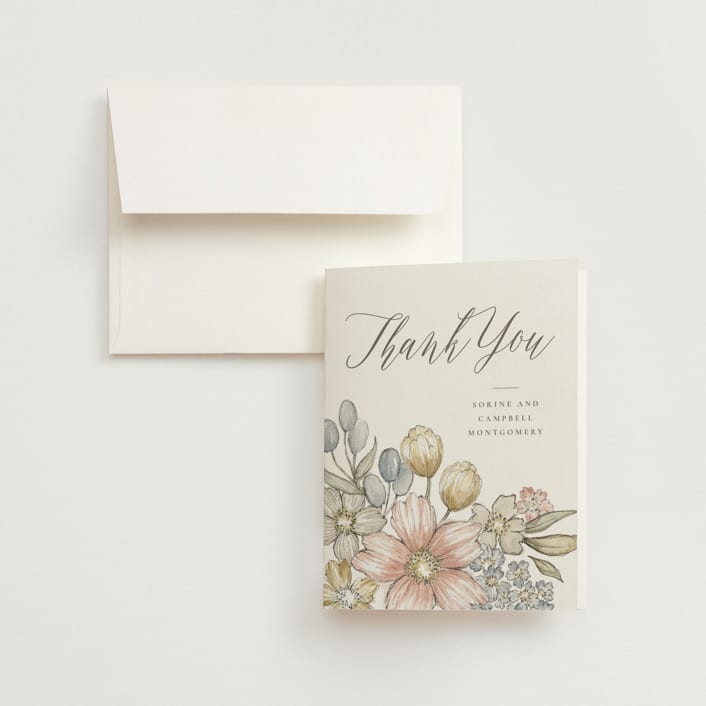 "Summer Garden" - Wedding Thank You Cards in Garden Rose by Wildfield Paper Co - Front