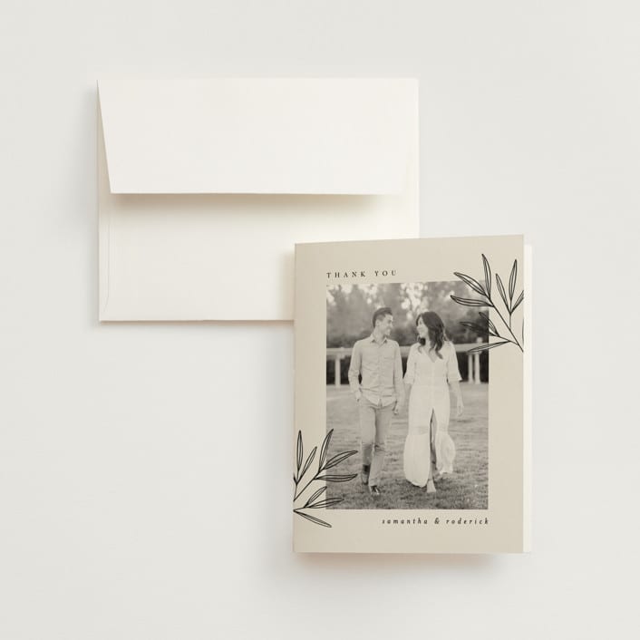 "Italia" - Wedding Thank You Cards in Taupe by Kelly Schmidt - Front