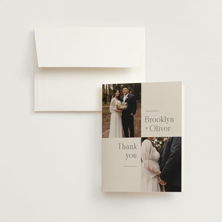 "Portland" - Wedding Thank You Cards in Latte by Kristie Kern - Front