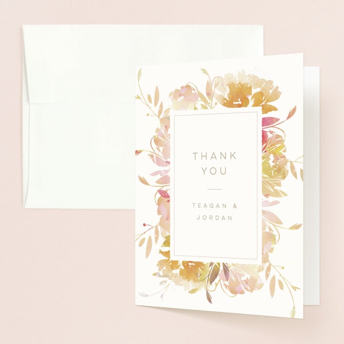 "Garden" - Wedding Thank You Cards in Peach by Lori Wemple - Front