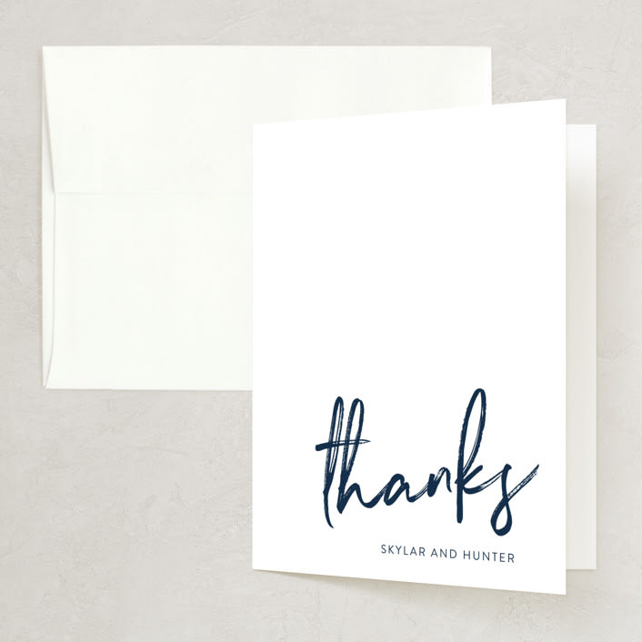 "Funky Names" - Wedding Thank You Cards in Navy by Phrosné Barwood - Front