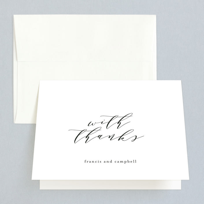 "Simple Elegance" - Wedding Thank You Cards in Tuxedo by Phrosné Barwood - Front