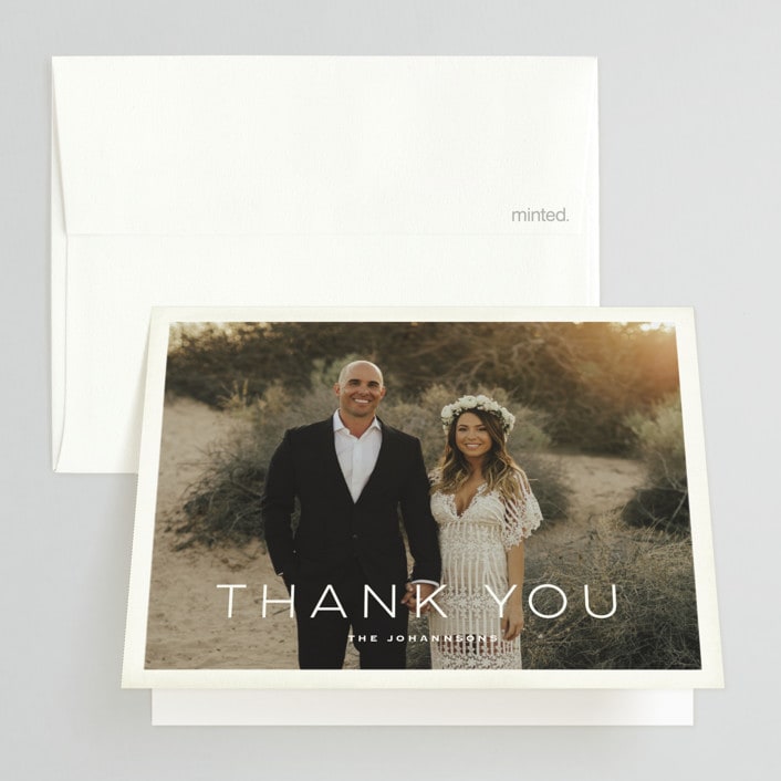 "Postcard from the Desert" - Wedding Thank You Cards in Sunset by Pink House Press - Front