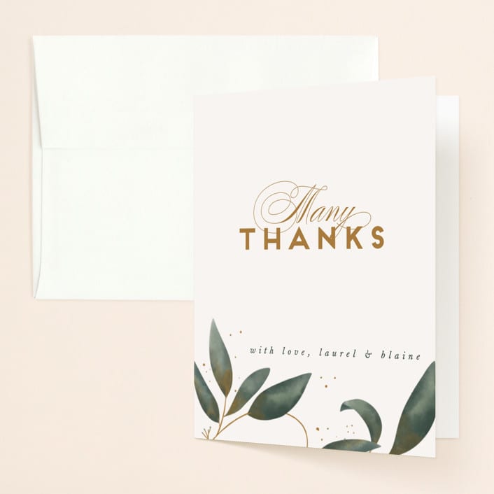 "Love Grows" - Wedding Thank You Cards in Leaf by Leah Bisch - Front