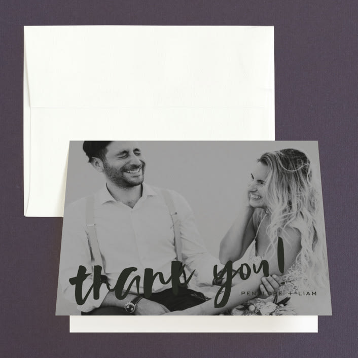 "Love Actually" - Wedding Thank You Cards in Onyx by Design Lotus - Front