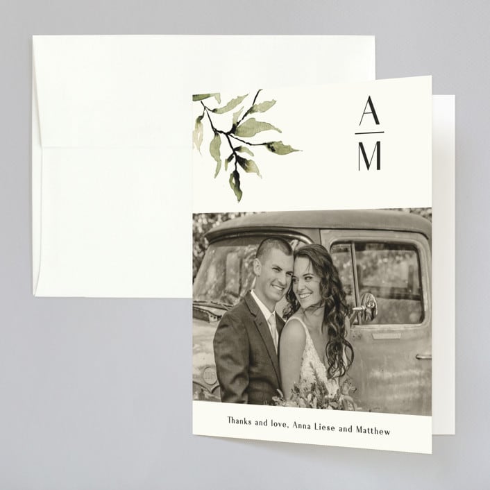 "Rural Romance" - Wedding Thank You Cards in Leaf by Chris Griffith - Front