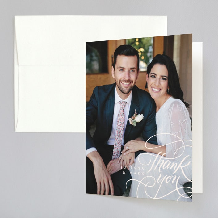 "Fountain Pen" - Wedding Thank You Cards in Creme by Erin L. Wilson - Front