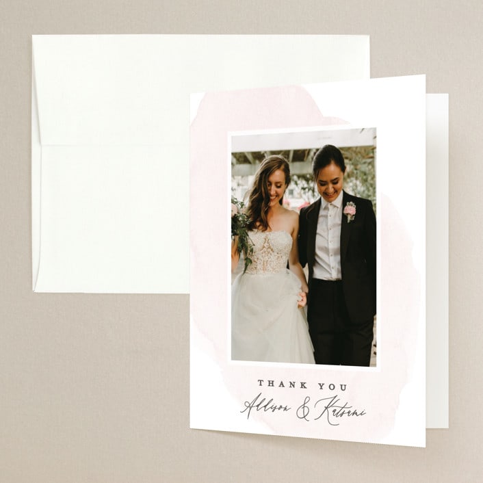 "Softly Layered" - Wedding Thank You Cards in Blush by Everett Paper Goods - Front