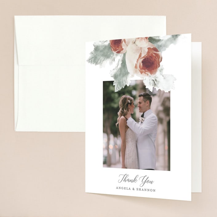 "rose drop" - Wedding Thank You Cards in Rose by Cass Imagines - Front