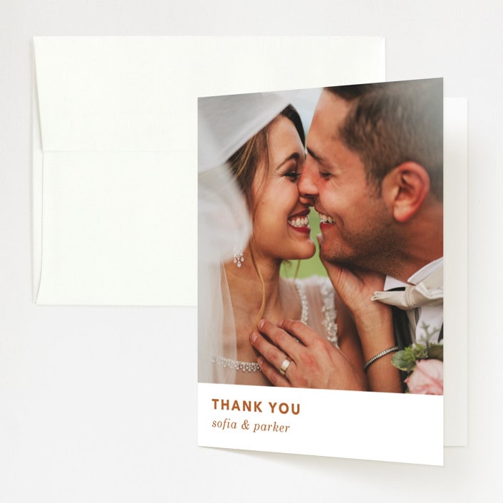 "tissue texture" - Wedding Thank You Cards in Papaya by Carrie Moradi - Front