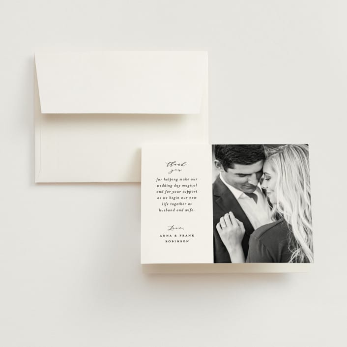 "Classically Us" - Wedding Thank You Cards in Cotton by Simona Camp - Front