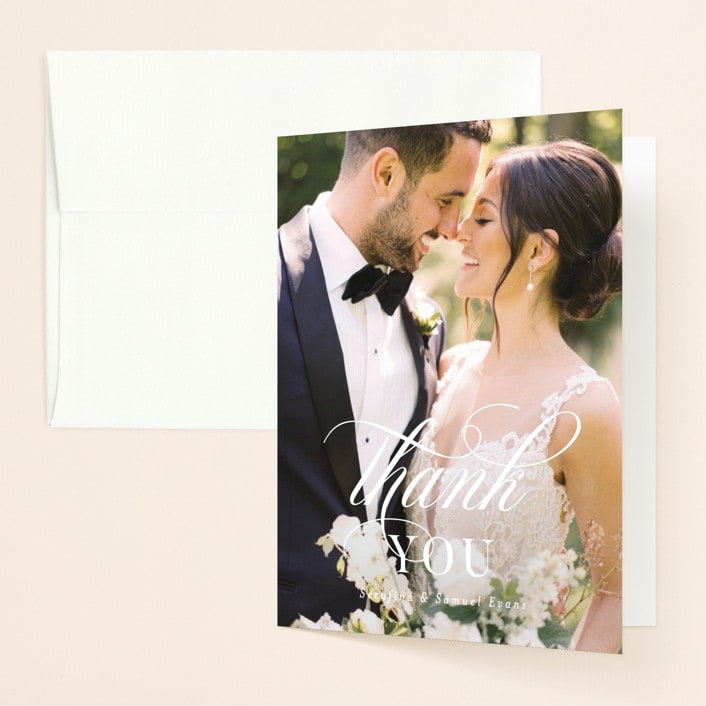 "Serafina" - Wedding Thank You Cards in Sage by Melanie Kosuge - Front