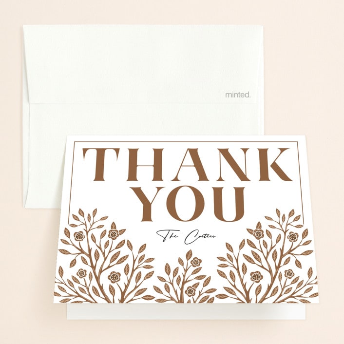 "Grand Natura" - Wedding Thank You Cards in Noir by GeekInk Design - Front