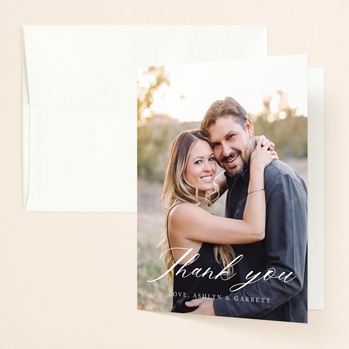 "Peaceful Garden" - Wedding Thank You Cards in Deep Sea by Jill Means - Front