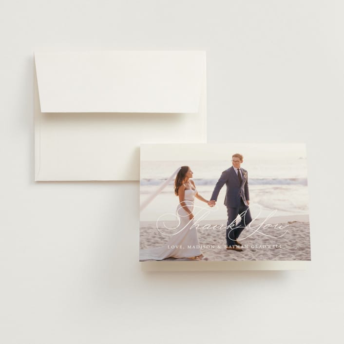 "Organza" - Wedding Thank You Cards in Linen by Jill Means - Front